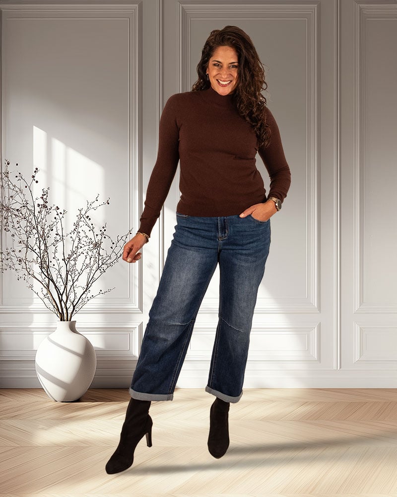 Donkerbruin shirt lange mouw van Aviva - Afbeelding 2