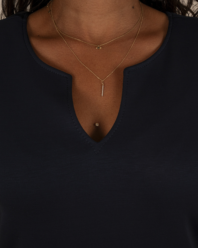 Donkerblauwe basic jurk van Gemma Ricceri - Afbeelding 4