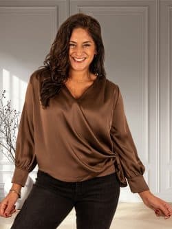 Donkerbruine overslagtop van Floria