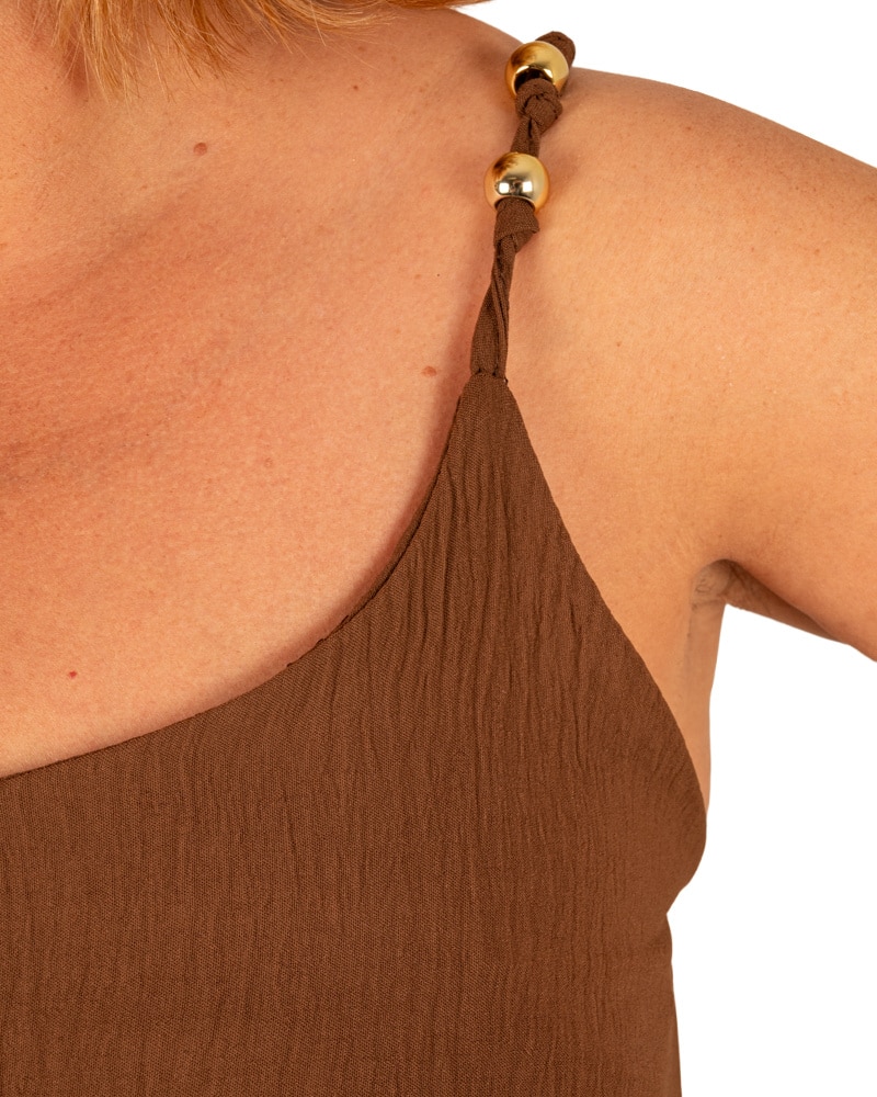 Donkerbruine lange jurk van El-Vita - Afbeelding 3