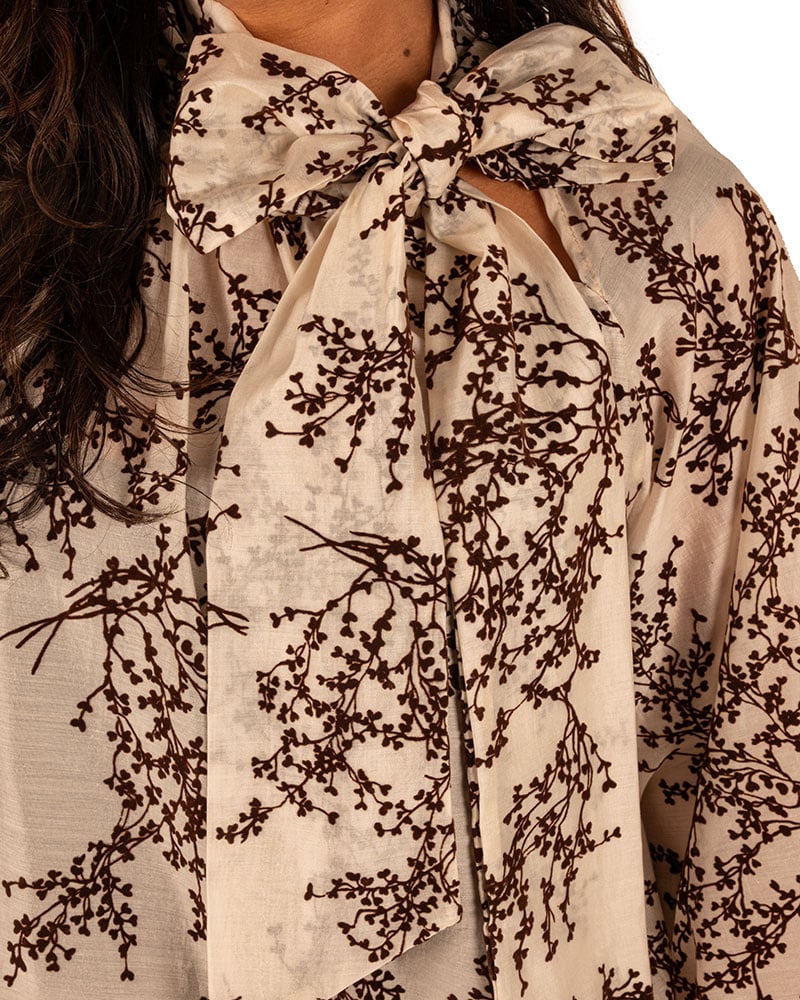 Beige/bruin blouse strikkraag van Forza - Afbeelding 4