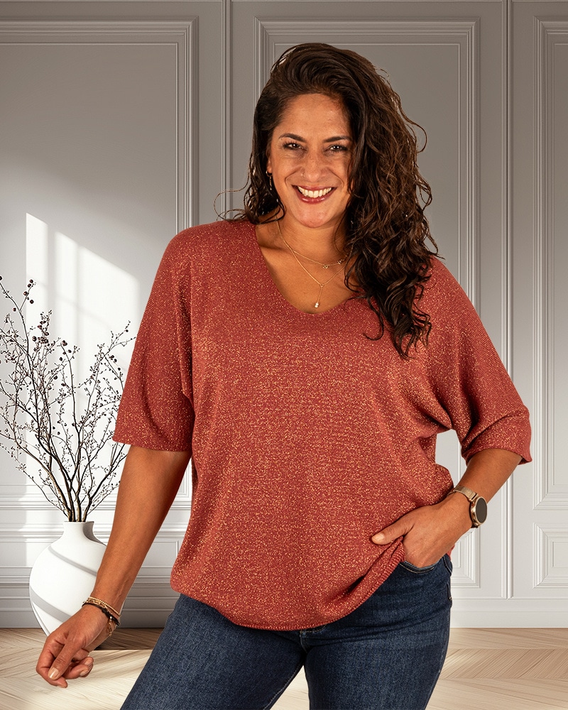 Bordeaux trui glitter van Triple Nine