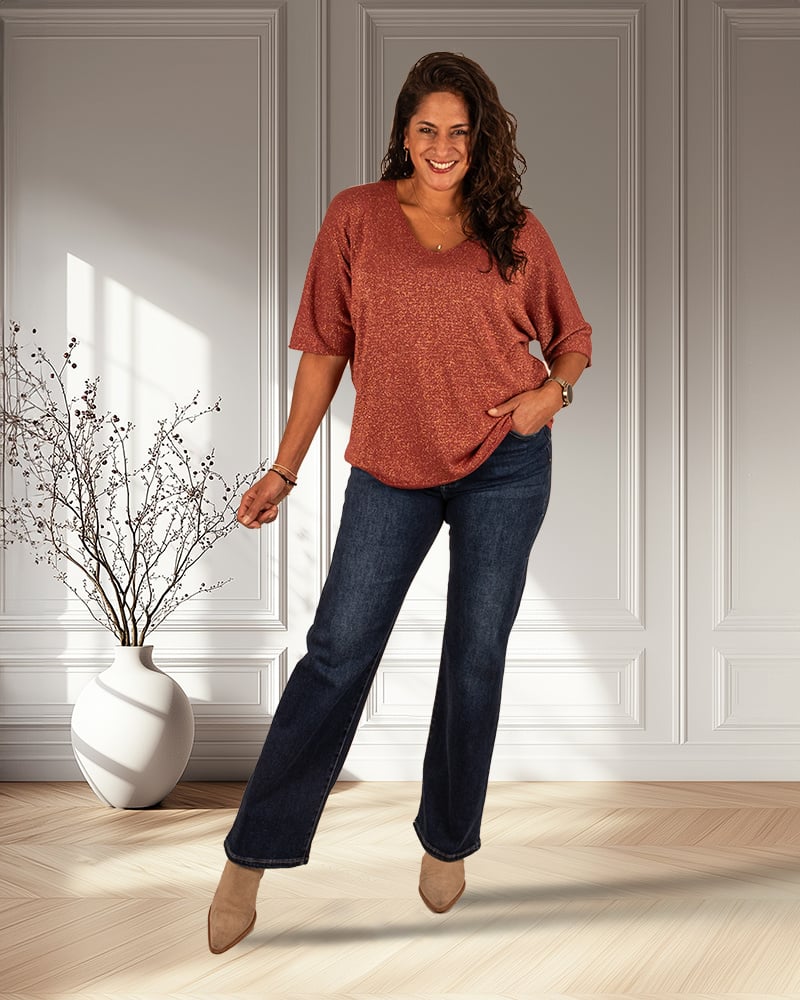 Bordeaux trui glitter van Triple Nine - Afbeelding 2