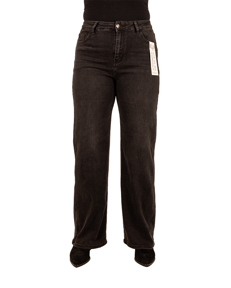 Zwarte wide leg jeans van Hello Miss - Afbeelding 4