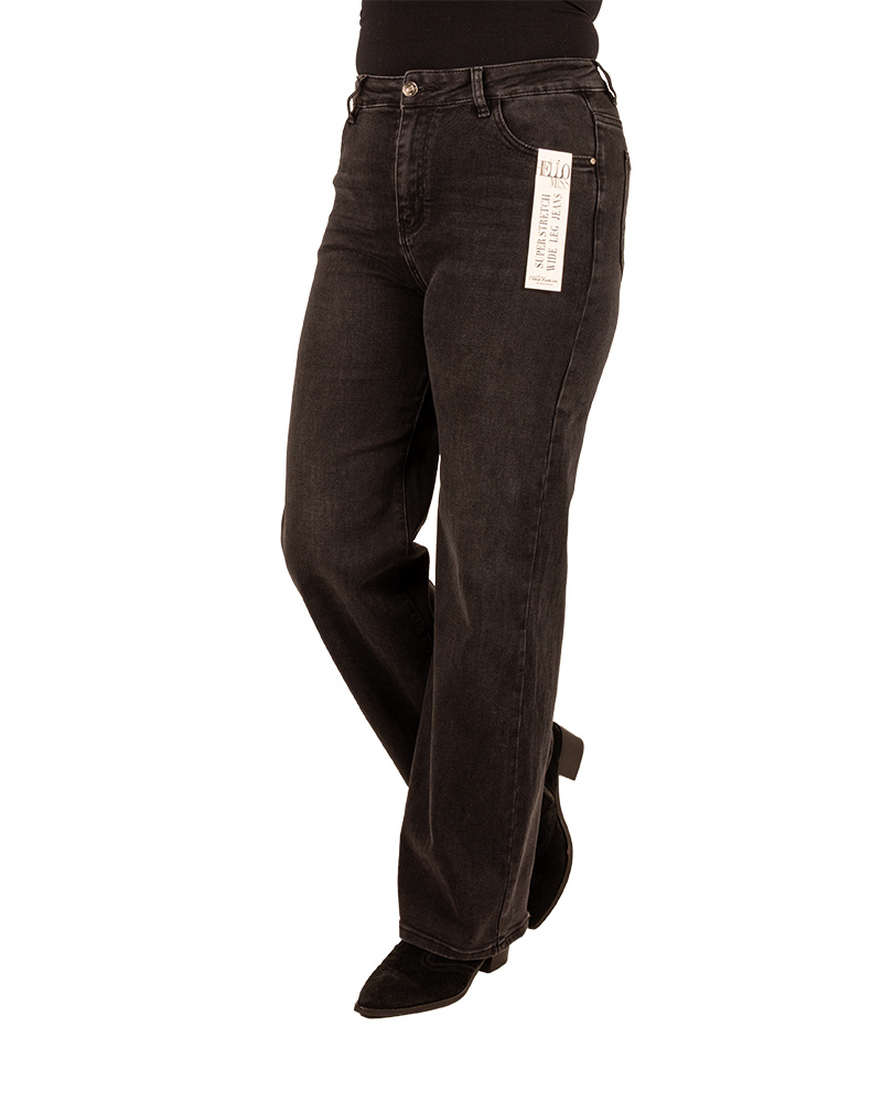 Zwarte wide leg jeans van Hello Miss - Afbeelding 2