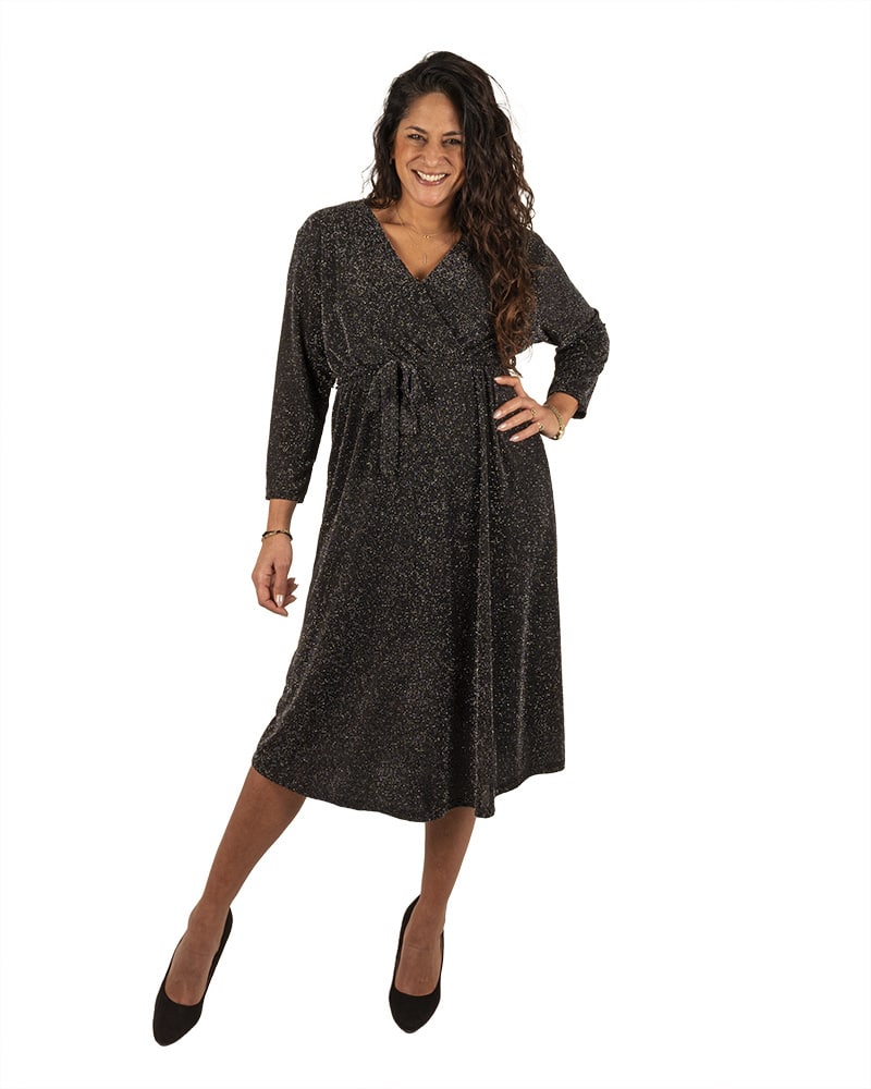 Zwart/zilver overslagjurk van Made in Italy - Afbeelding 2