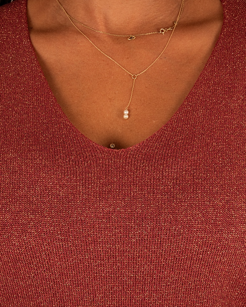 Bordeaux trui glitter van Triple Nine - Afbeelding 4