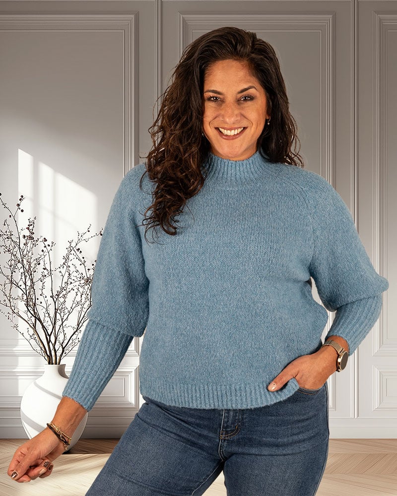 Blauwe trui glitter van Lamiar