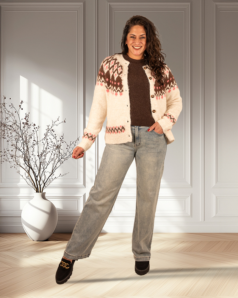 Yellow blue wide leg jeans van Folyrose