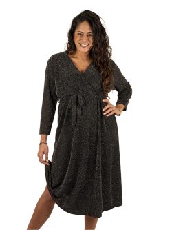 Zwart/zilver overslagjurk van Made in Italy