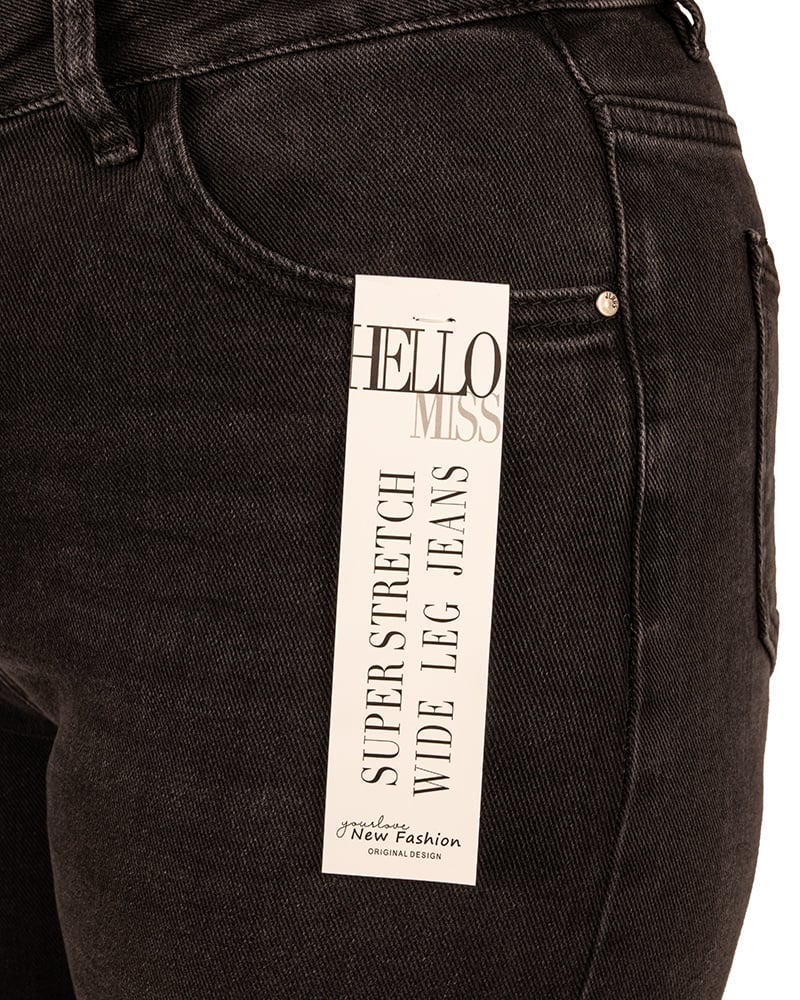 Zwarte wide leg jeans van Hello Miss - Afbeelding 5