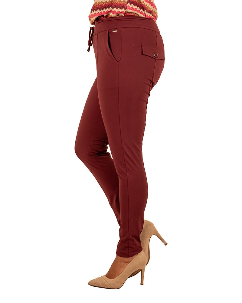 Bordeaux travelstof broek van Mi Piace - Afbeelding 3