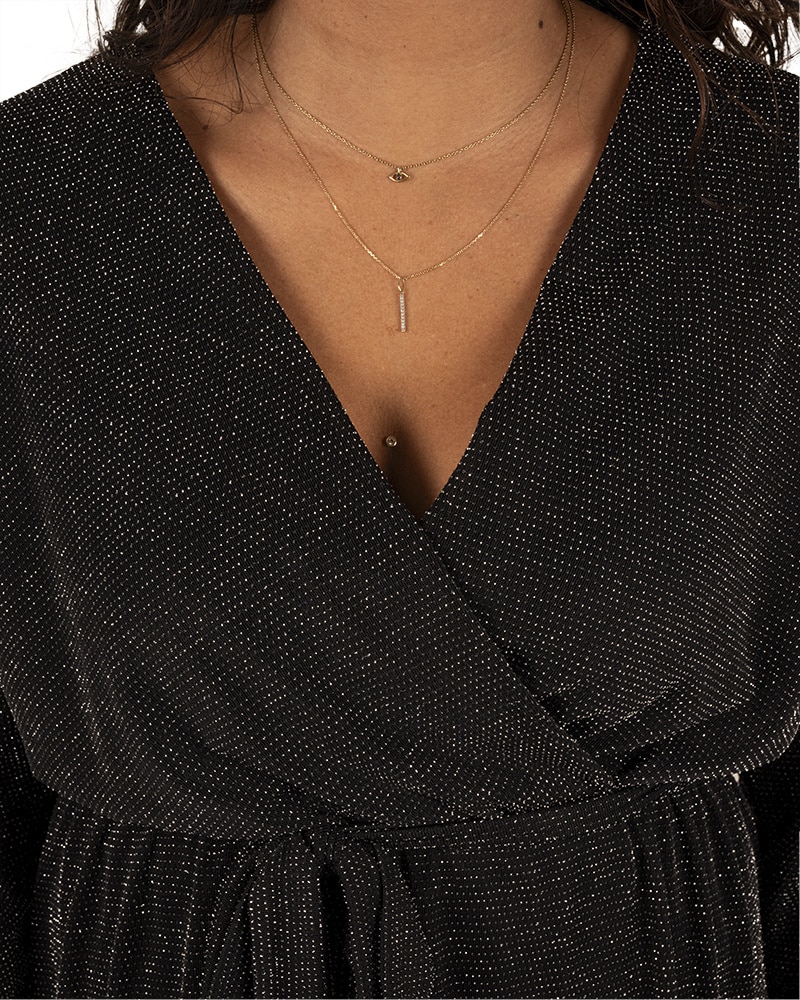 Zwart/zilver overslagjurk van Made in Italy - Afbeelding 4