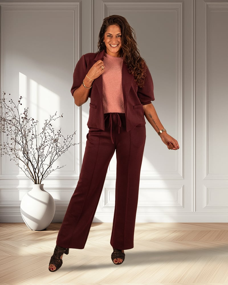 Oudroze gebreide trui met korte mouw van El-Vita - Afbeelding 6