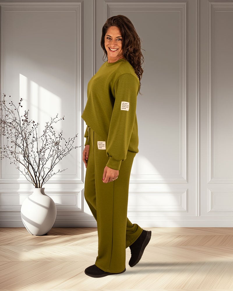 Olijfgroen joggingpak met lange mouw van El-Vita - Afbeelding 2