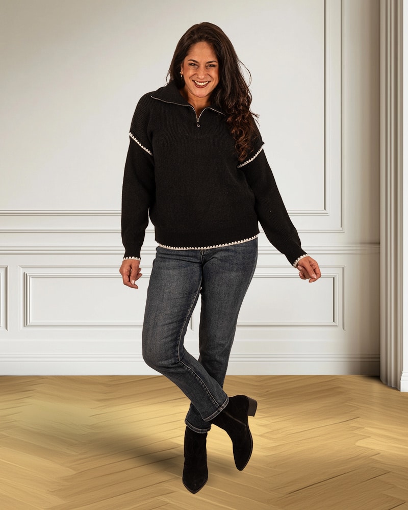 Zwarte schipperstrui  feston van Dolce & Trendy - Afbeelding 2