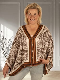 Bruine print korte blouse van El-Vita