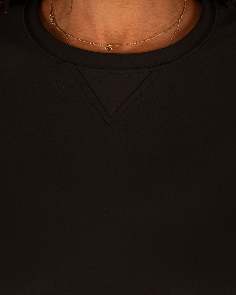 Zwarte travelstof jurk bonded van Mi Piace - Afbeelding 3