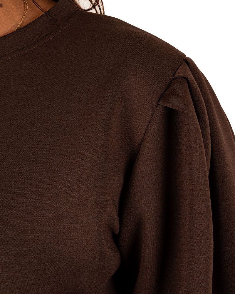 Donkerbruin joggingpak met pofmouw van El-Vita - Afbeelding 4