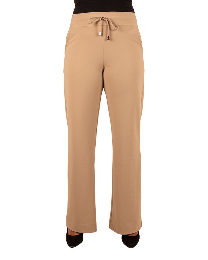 Latte travelstof pantalon bonded met rechte pijp van Mi Piace - Afbeelding 5