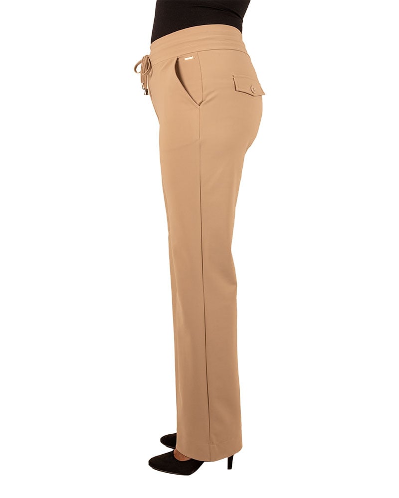 Latte travelstof pantalon bonded met rechte pijp van Mi Piace - Afbeelding 3