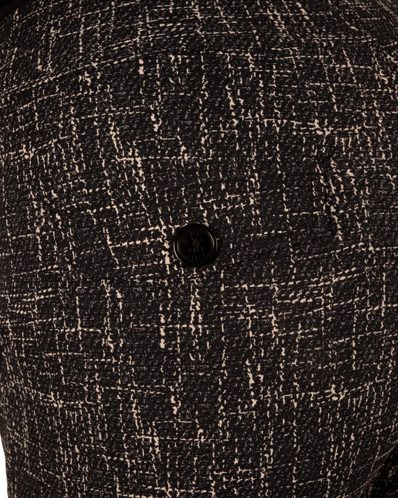 Black/kit linen print travelstof pantalon met rechte pijp van Mi Piace - Afbeelding 6