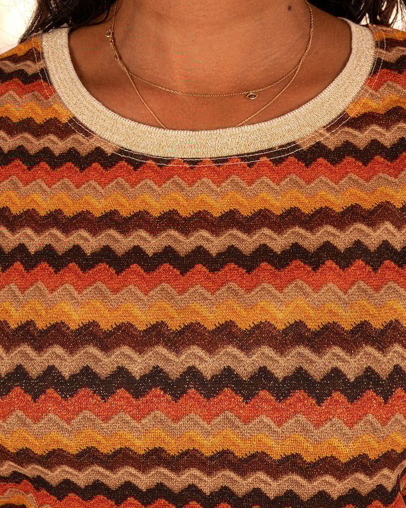 Roest/bruin zigzag shirt van Iz Naiz - Afbeelding 3