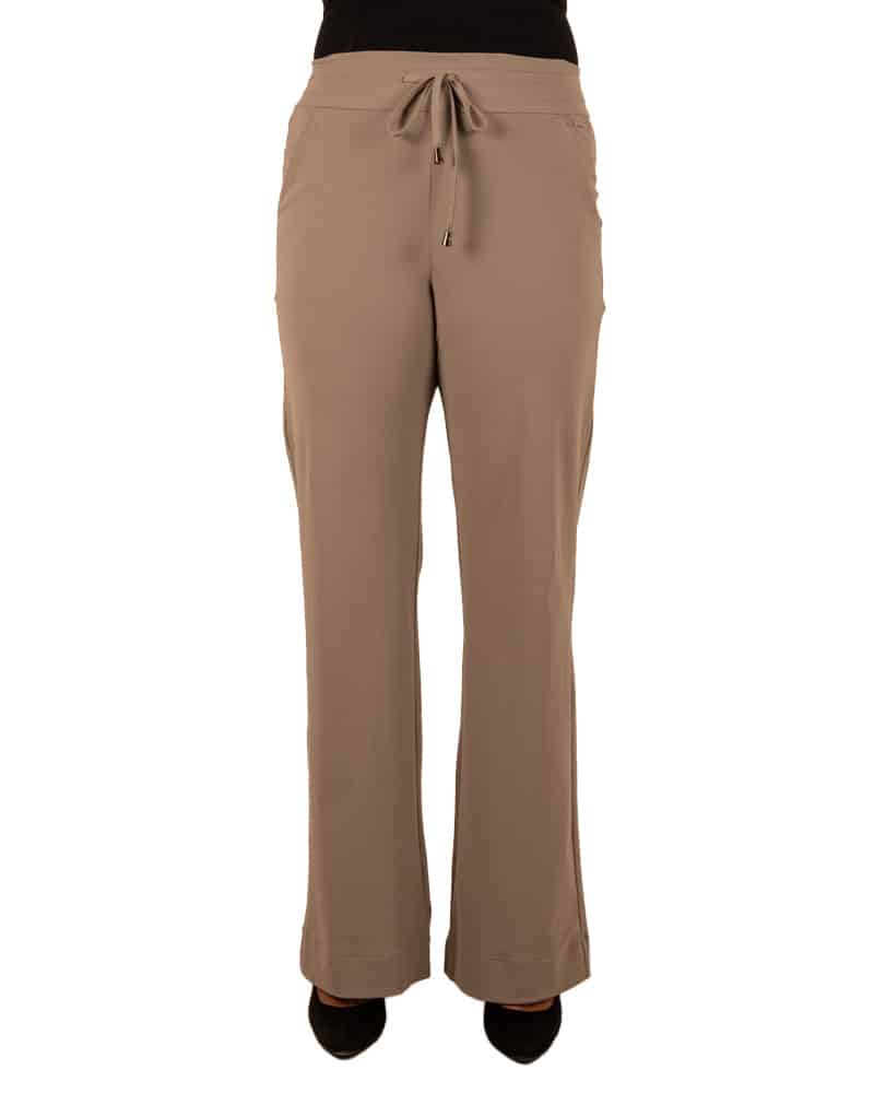 Taupe travelstof pantalon met rechte pijp van Mi Piace - Afbeelding 3