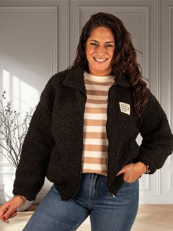 Zwart teddy vest van New Collection