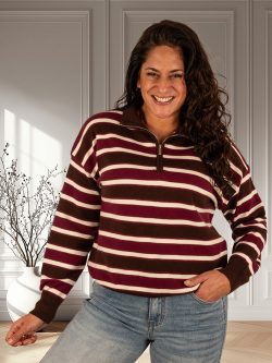 Bruin/bordeaux/ecru polotrui van Kilky