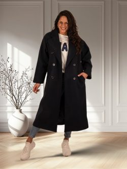 Donkerblauwe lange jas van El-Vita