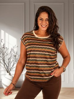 Groen/bruin zigzag shirt van Iz Naiz