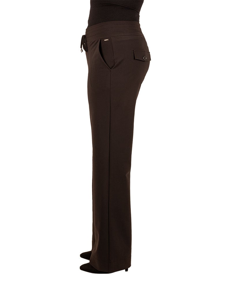 Zwarte travelstof pantalon bonded met rechte pijp van Mi Piace - Afbeelding 3