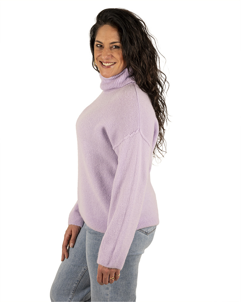 Lila gebreide trui met col van Sophie&Me - Afbeelding 3