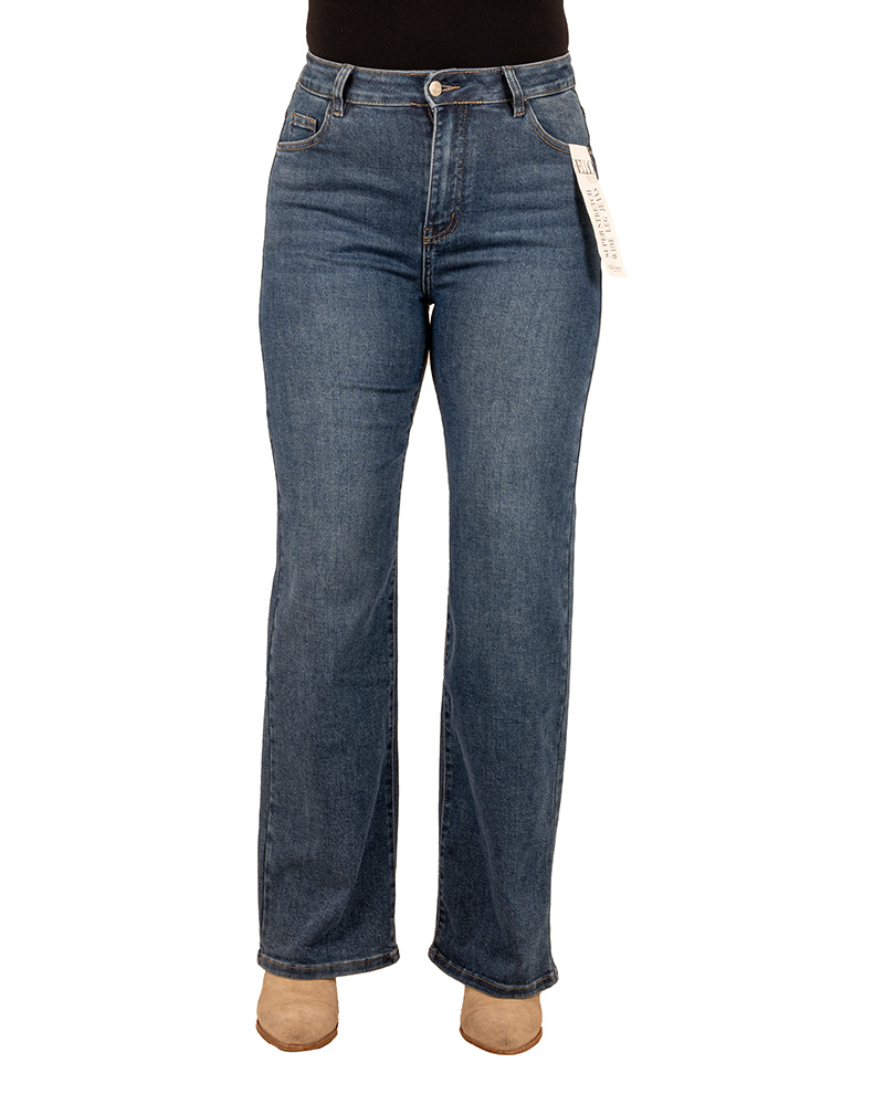 Mid blue wide leg jeans van Hello Miss - Afbeelding 4