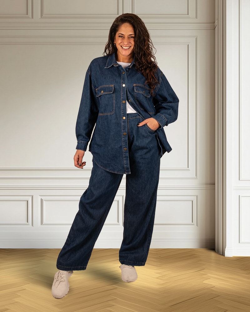 Jeans blouse met broek van Purple Queen - Afbeelding 2