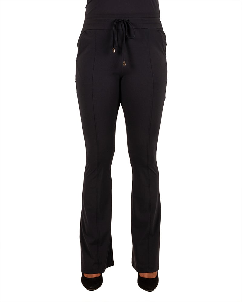 Donkerblauwe travelstof flare broek van Mi Piace - Afbeelding 4