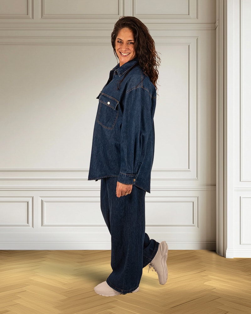 Jeans blouse met broek van Purple Queen - Afbeelding 3