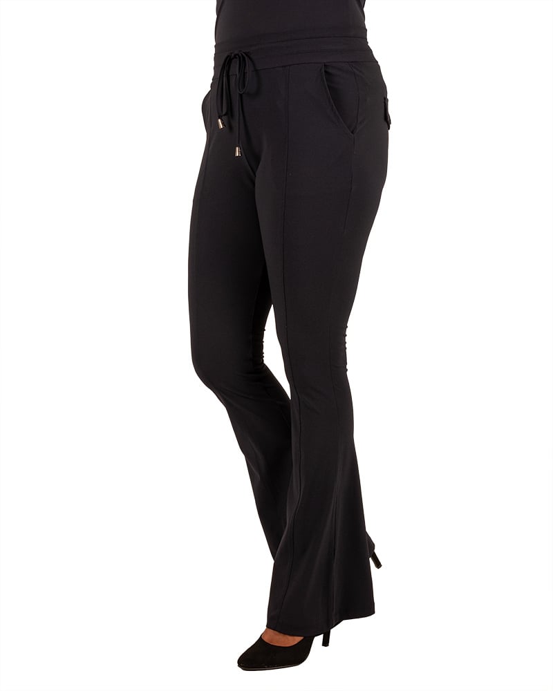 Donkerblauwe travelstof flare broek van Mi Piace - Afbeelding 2