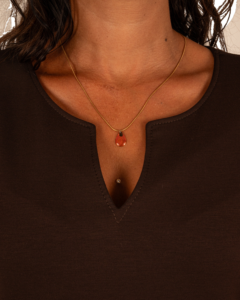 Donkerbruine basic jurk van Gemma Ricceri - Afbeelding 4