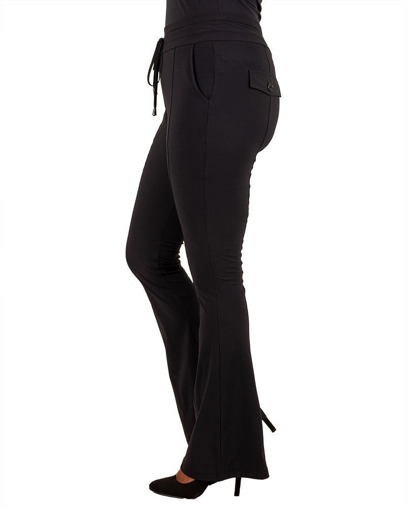 Donkerblauwe travelstof flare broek van Mi Piace - Afbeelding 3