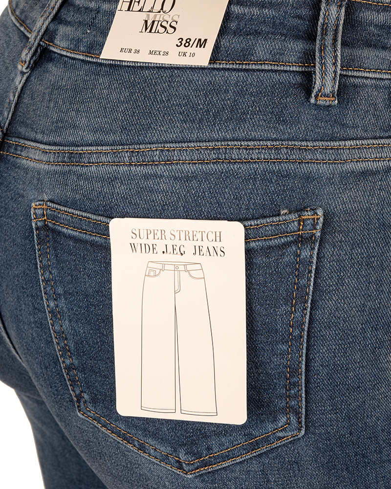 Mid blue wide leg jeans van Hello Miss - Afbeelding 6