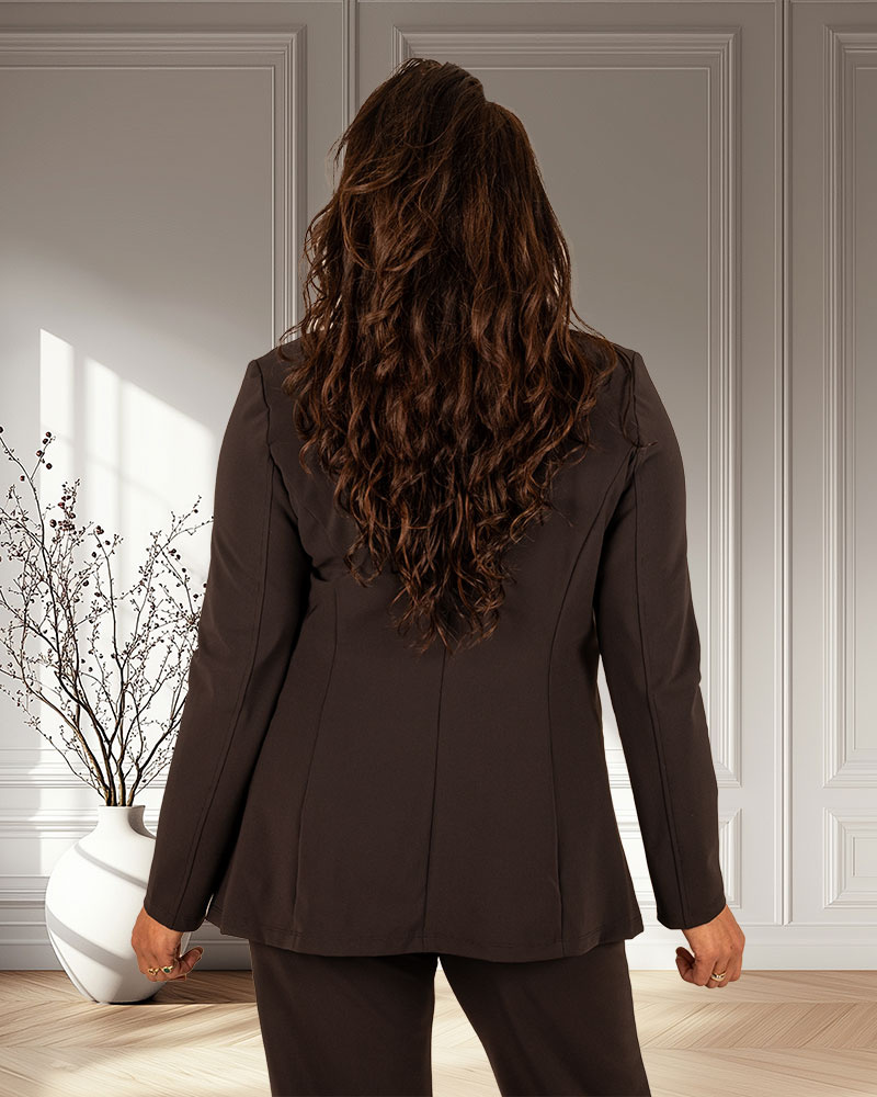 Zwarte travelstof blazer bonded van Mi Piace - Afbeelding 4