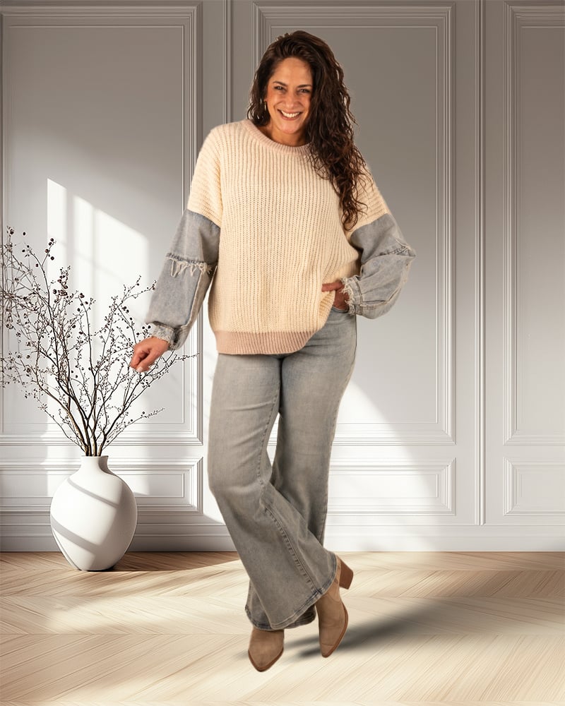 Light blue wide leg flared  jeans van Hello Miss - Afbeelding 10