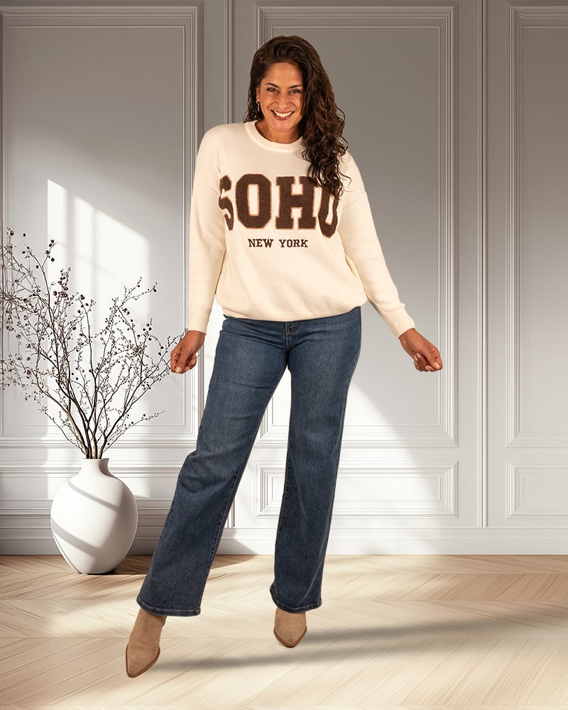 Mid blue wide leg jeans van Hello Miss - Afbeelding 7