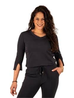 Donkerblauw travelstof shirt van Mi Piace