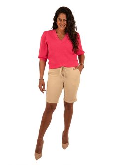 Beige travelstof short van Mi Piace