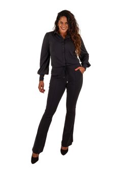 Donkerblauwe travelstof flare broek van Mi Piace