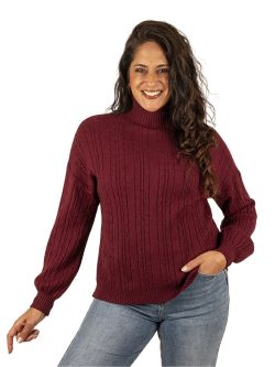 Bordeaux trui met kabels van Nami