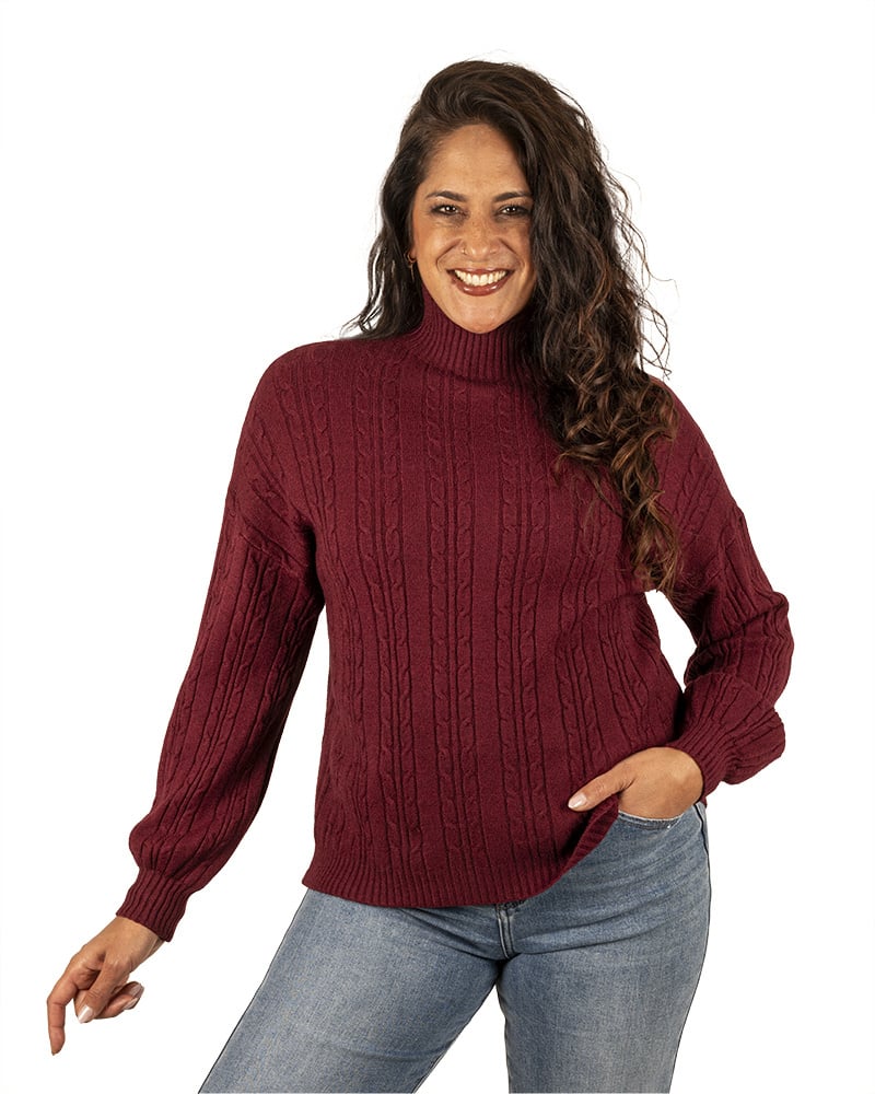 Bordeaux trui met kabels van Nami